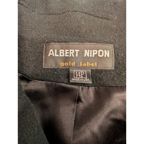 Albert Nipon Gold Label Wool/Cashmere Blend 14P Full Length Black Trench Coat - Picture 2 of 12